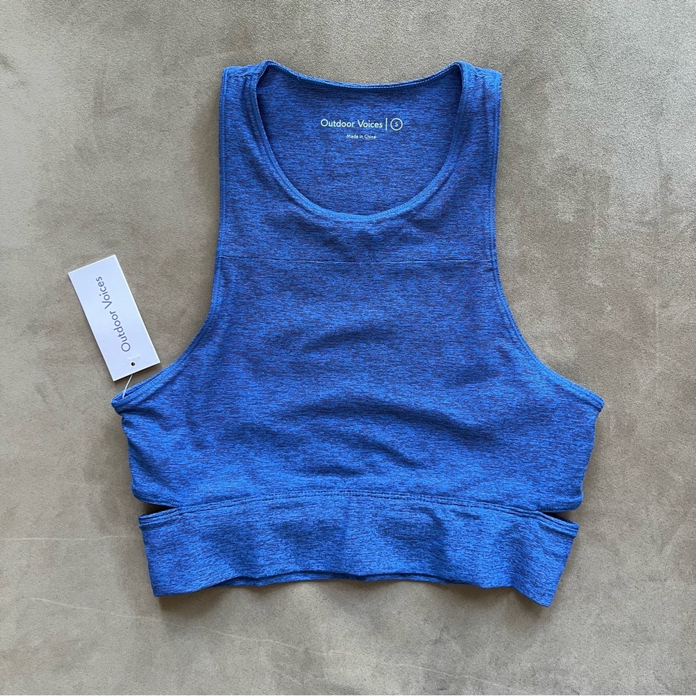 NWT Outdoor Voices Slashback Crop Top in Deep Sea